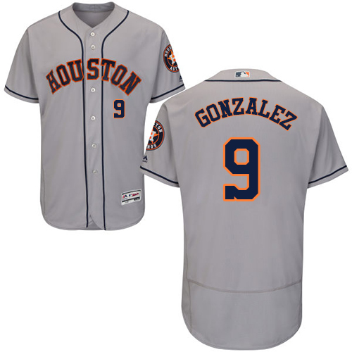 Astros #9 Marwin Gonzalez Grey Flexbase Authentic Collection Stitched MLB Jersey - Click Image to Close